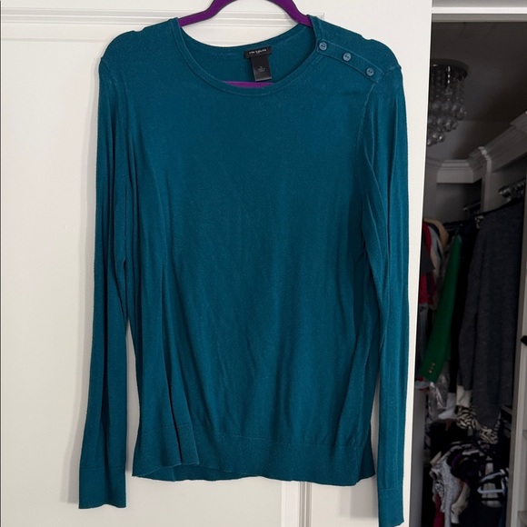 Ann Taylor Sweaters - Ann Taylor Teal Button-Shoulder Long Sleeve sweater